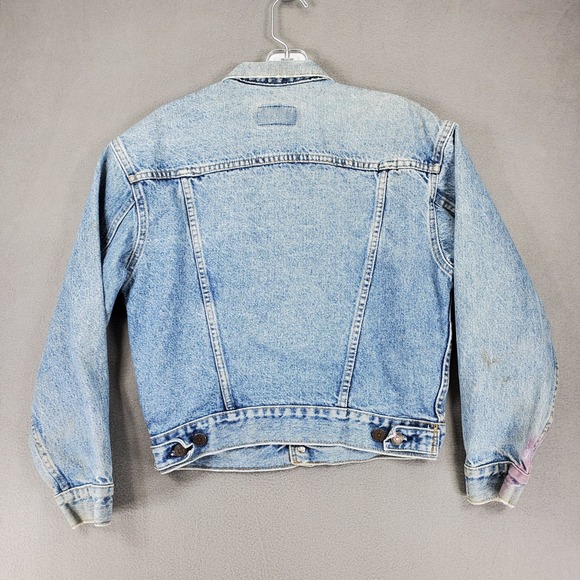 Vintage 90'S Levi's 57514 Stone Wash Denim Jacket Size L USA Made Petite - Picture 5 of 10